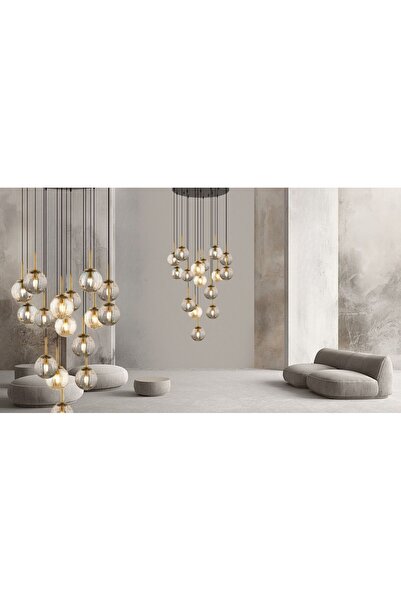 LampaLuce Regina Modern Sarkıt Salon Yüksek Tavan Avizesi Avizesi 15'li