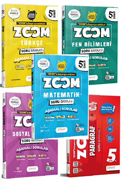 Günay Yayınları 5. Sınıf Zoom Türkçe + Matematik + Fen + Sosyal + Paragraf So...