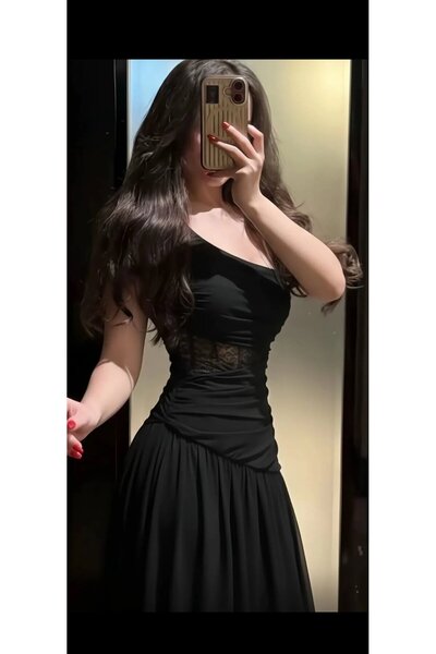 nouf black georgette dress