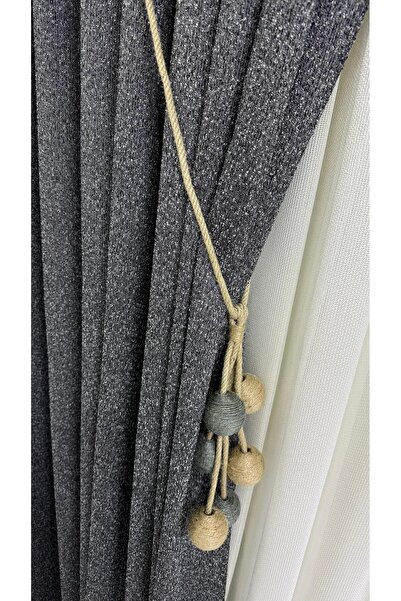 CEMRE PERDE Fon Bahama Linen Anthracite Multi-Colored 1/3 Dense Pleat (Single...