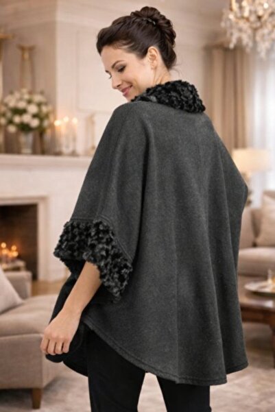 Fresh&Moda Жіночий хутряний палантин з широким кроєм і деталями