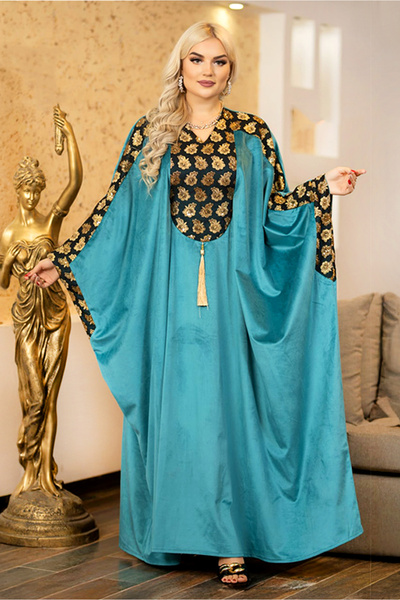 AsrymShop Winter abaya, heavy velvet, very wide, green