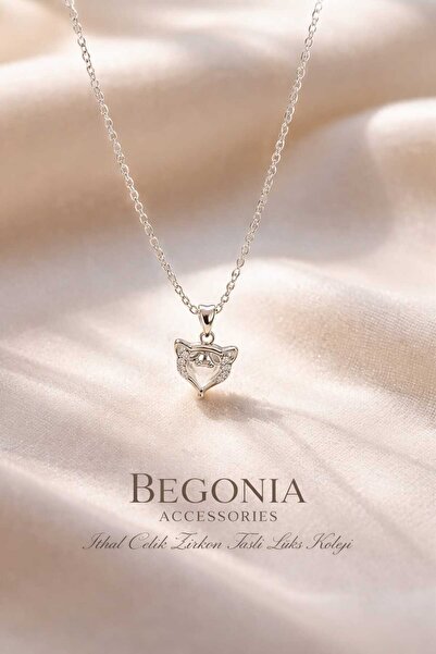 Begonia Accessories Imported Steel Pendant Chain Set with Figured Zircon Ston...