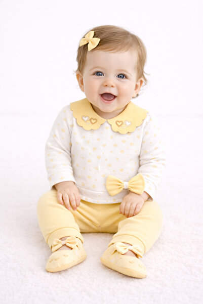 mini kanka Baby Girl Heart Patterned 2-Piece Set – Long Sleeve Top with Baby ...
