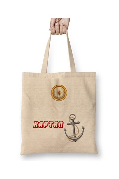 Toyaso Captain Sailor White Tote Bag Long Handle Shopping Bag Beach Bag