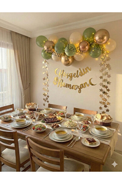 ozbience Ramazan Bayramı Ledli Zincir Balon Seti, Şık Oda Süsleme, Renkli Dek...