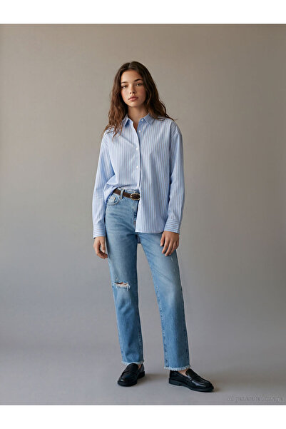 LC Waikiki بنطلون جينز مستقيم للفتيات من إنديجو