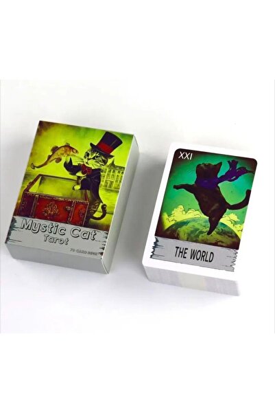 Galaksi Dükkanı Mystıc Cat Tarot Destesi/Mistik Kedi Tarot Kartları -9cm 6,5c...