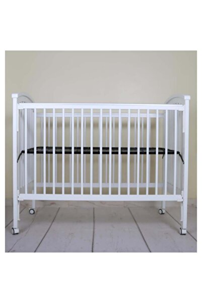 Generic بيبي شاين سرير اطفال مواليد خشب مع عجلات - أبيض