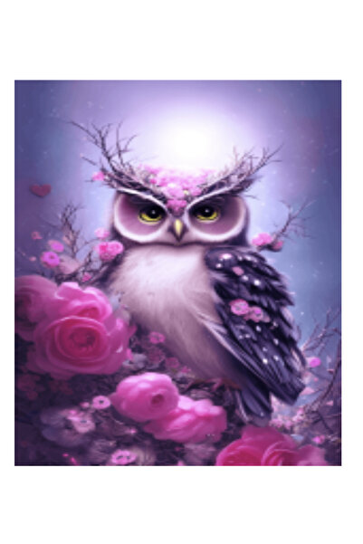 Krista Canvas Wall Art GM508 Owl, goblen diamante 5D, rama lemn, 40 x 50 cm