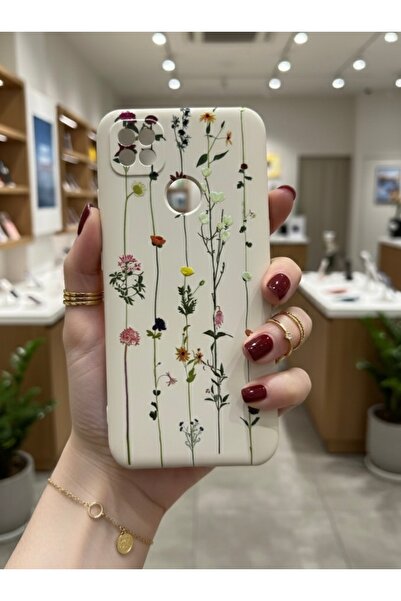 OVADA Redmi 9C/10A Uyumlu Sarmaşık Ve Çiçek Desenli Silikon Telefon Kılıfı