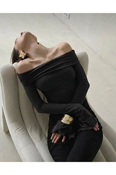 Linich&Co Women's Madonna Collar Spanish Sleeves Flexible Bluz