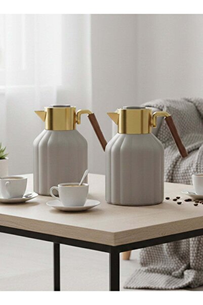 Badraig 2-Piece Coffee And Tea Vacuum Flask Khaki/Gold 1 Liter