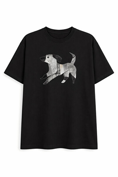 YRN COLLECTION Tricou casual din bumbac, negru și alb, supradimensionat, cu i...