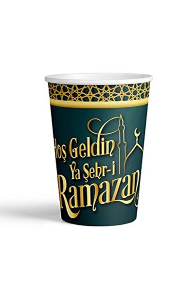 ozbience Ramazan Temalı 8 Adet Hoş Geldin Ya Şehr-i Ramazan Karton Bardakları