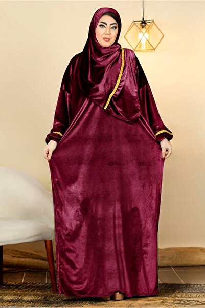 AsrymShop اسدال شتوي قطيفة خفيفة طرحة متصلة واسع طوبي