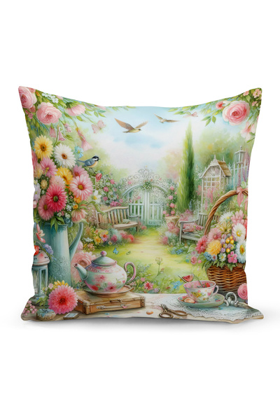 Bertille Home Ανοιξιάτικη Σειρά Κάλυμμα Μαξιλαριού Διπλής Όψης με Ψηφιακή Εκτ...