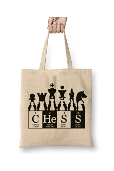 Toyaso Шах Периодичен шах Периодичен бял платен пазарски чанта с дълги дръжки...