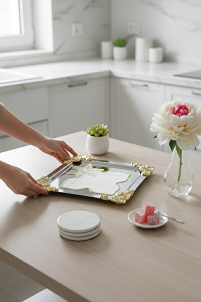 cix short tagline 1 Adet Paslanmaz Kahve ve Çok Amaçlı Sunum Tepsisi & 1 Adet...