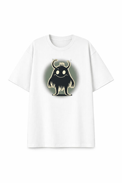 YRN COLLECTION Women's Black and White Oversize Special Design Printed Crew N...