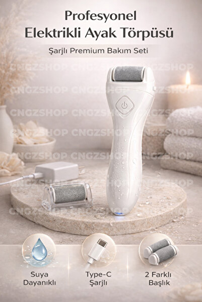 CNGZSHOP Profesyonel Şarjlı Elektrikli Ayak Törpüsü | Type-C Şarjlı | 2 Başlı...