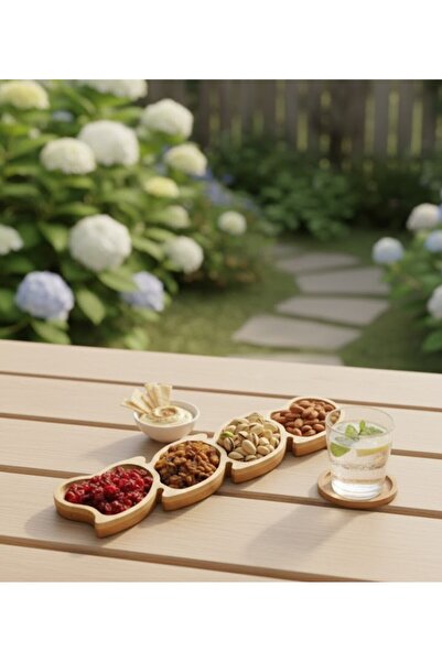 FBZhome Bamboo Presentation Plate Snack Bowl 4-Compartment Heart-Shaped Snack...