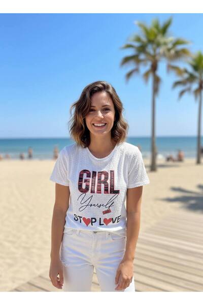 YusGos Μπλουζάκι με λαιμόκοψη ποδηλάτου, υφασμάτινο βαμβακερό με στάμπα βάφλας