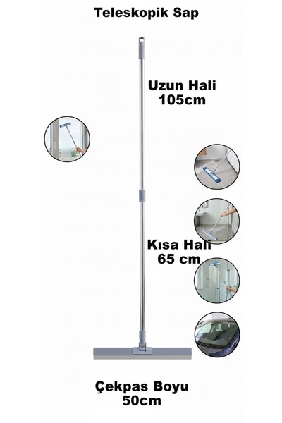 ozbience Esnek Başlıklı Teleskopik Su Çekpası, 50cm-105cm, 360° Dönen Sap