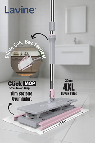 ozbience Pratik Lavine Click Mop 5 Adet Bez, Asansörlü Mekanizma, 32cm, 4XL U...