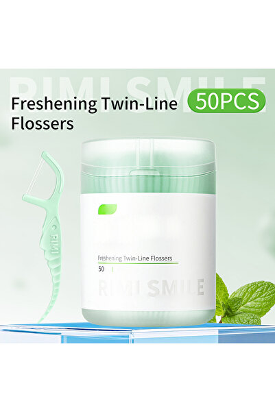 Choice ٥٠ قطعة من خيط تنظيف الأسنان بخط مفرد (ريمي سمايل) مزدوج بخطين بنكهة ا...