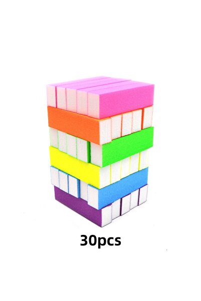 Choice 30pcs Mix 30pcs Neon Mini Sponge Nail Files Professional Tofu-Shaped f...