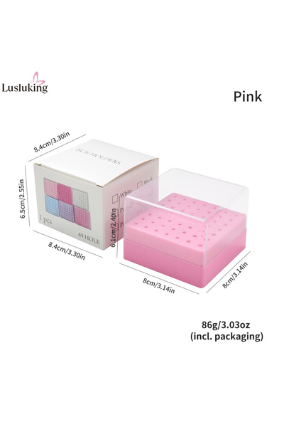 Choice pink 40/49-Hole Nail Drill Bit Organizer High-Capacity Storage Box wit...