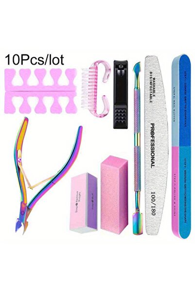 Choice6 مجموعة أدوات تجميل الأظافر (10 قطع، النمط 1): تتضمن مبرد رملي، إسفنجة...