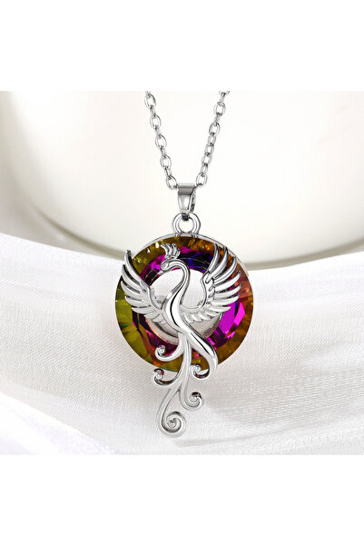 Choice XL1121 Huitan Personality Phoenix Necklace with Circle Colorful CZ Hip...