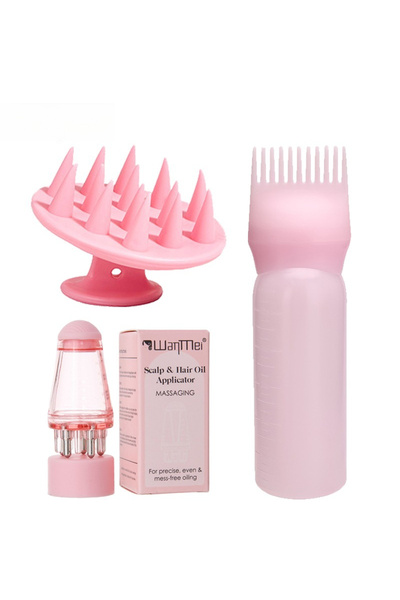 Choice Pink-3pcs 3pcs Silicone Shampoo Brush Scalp Massage Comb Hair Dye Tint...