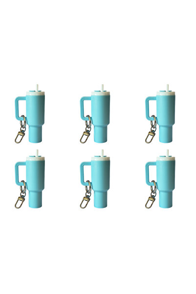 Choice Sky Blue 6pcs 6-1pcs Creative Mini Cup Keychain Pendant Chapstick Hold...