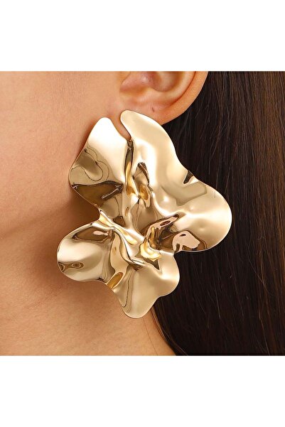 Choice Gold Fashion Irregular Metal Stud Earrings For Women Vintage Big State...