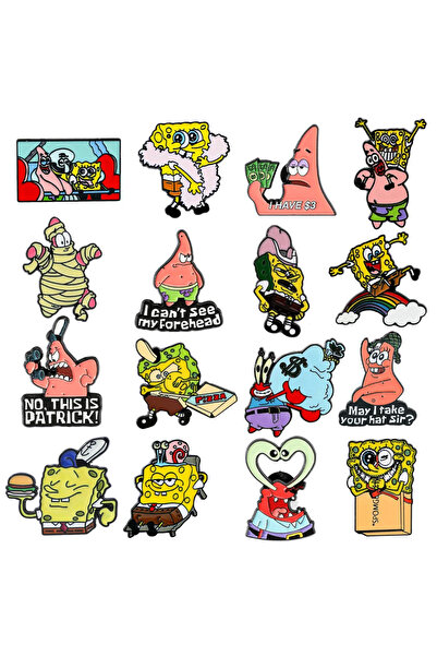 Choice 16 Pcs 16 Pcs Cartoon Character Brooch Patrick Star SpongeBob SquarePa...