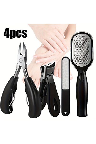 Choice Black 4 Pcs 4pcs Professional Home Manicurist & Pedicurist Tool Kit wi...