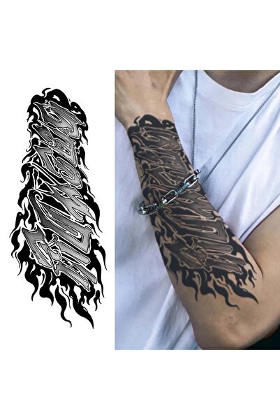 Choice 1pc Flame Text Arm Waterproof Temporary Tattoo, Long-Lasting 1-2 Weeks...