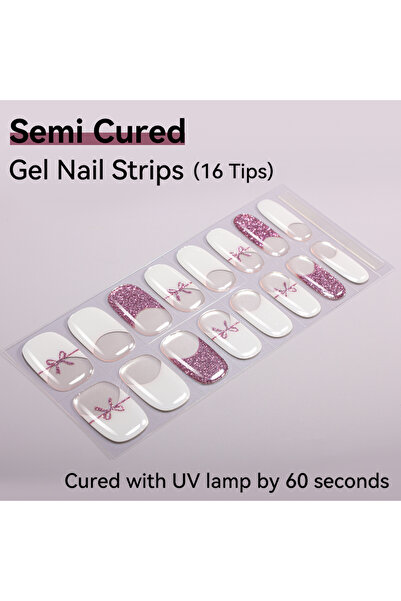 Choice NF250033 16Tips Semi-Cured Gel Nail Sticker Pure Color UV/LED Lamp Gel...