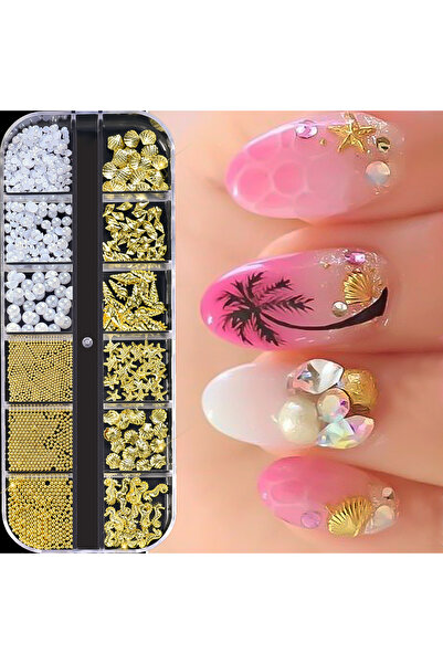 Choice PH254 12Grids 3D Summer Ocean Rivet Nail Art Charms Mixed Bead, Pearl,...