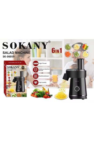 SOKANY ماكينة سلطة كهربائية 6 في 1 للأجبان والفواكه والخضراوات، بقوة 200 واط
