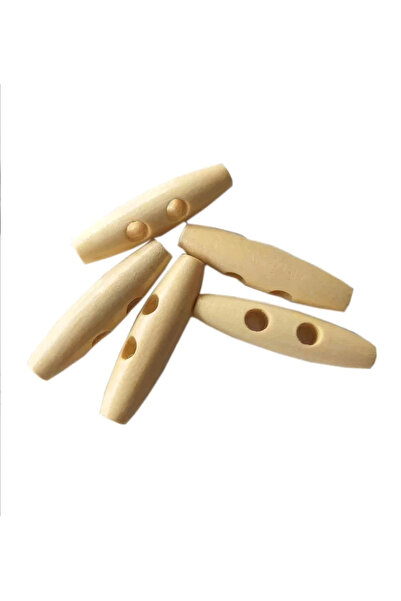Işıltı Tuhafiye 5li Ahşap Çoban Düğme 4 Cm Krem
