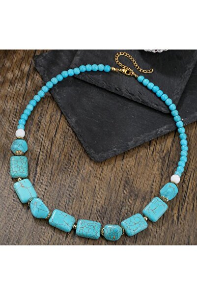 Choice 3 Available Necklace for Women Natural Turquoise Beaded Jewelry Double...