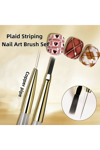 Choice طقم أدوات رسم الأظافر (قطعتان) بخطوط رفيعة ومربعات، فرشاة أومبري لرسم ...