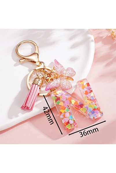 Choice سلسلة مفاتيح مزينة بشرابات، قطعة واحدة، حروف من الألف إلى الياء، قلادة...