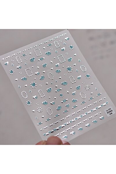 Choice 1pcs TA319Y 1pc 5D Hot Stamping Heart Nail Sticker Kawaii Shiny Pink B...