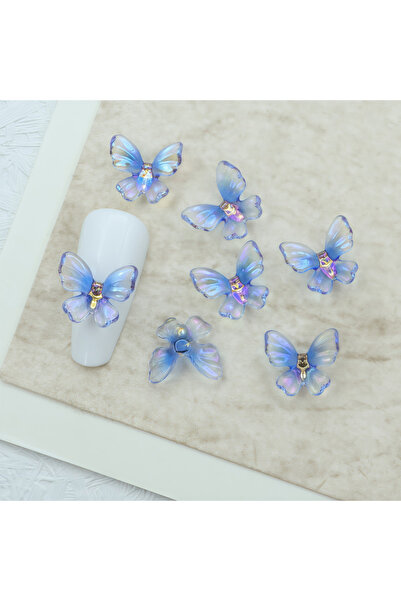 Choice YH151-2 50Pcs/Pack 10×11MM Glitter Butterfly Nail Charms - Iridescent ...