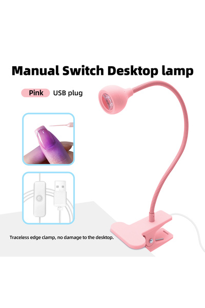 Choice1 مصباح أظافر LED وردي اللون، مزود بمصدر طاقة USB، حامل مشبك، تصميم مشب...